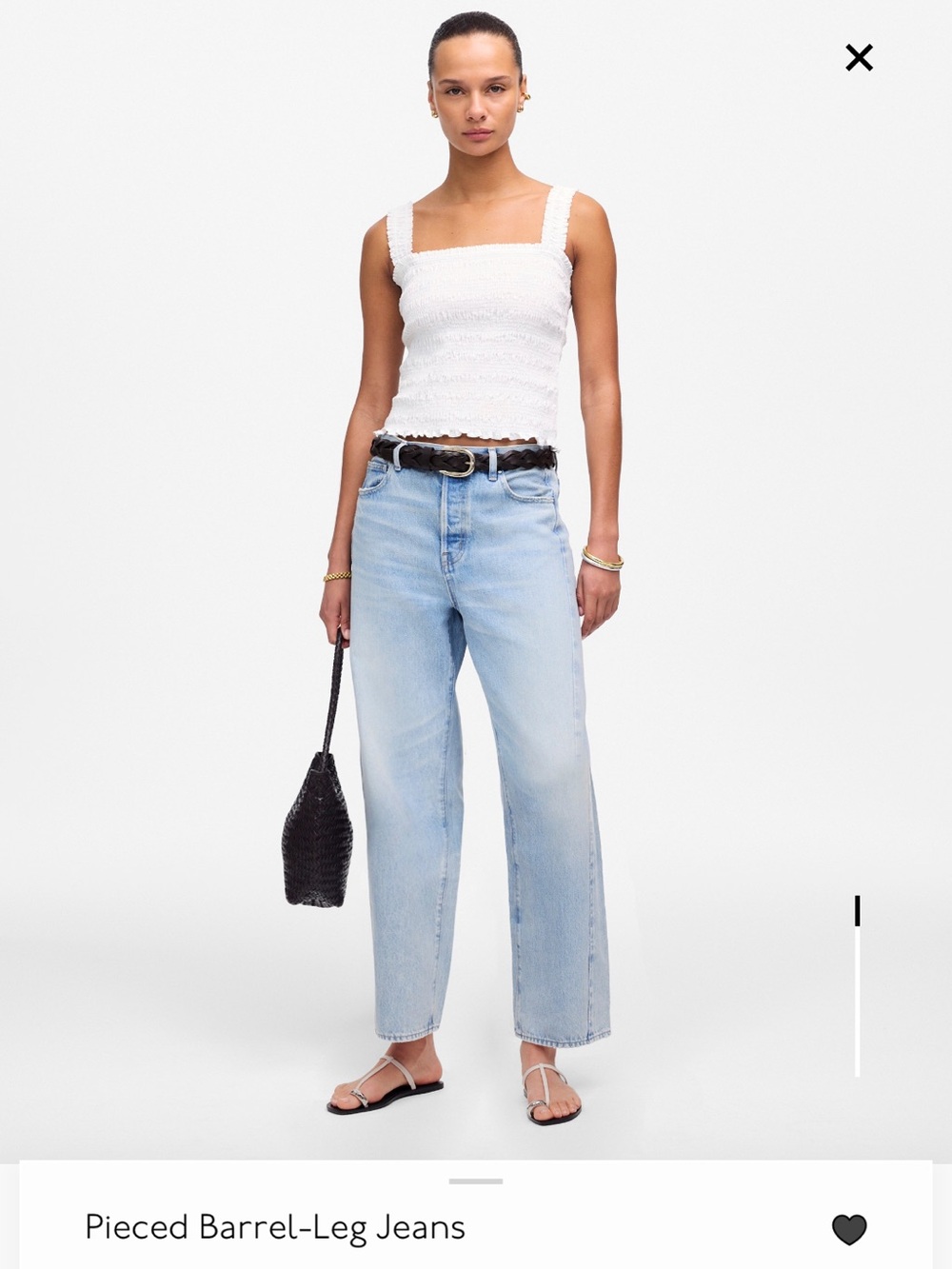 Madewell Light Wash Pieceed Barrel-Leg Jeans - Light Blue